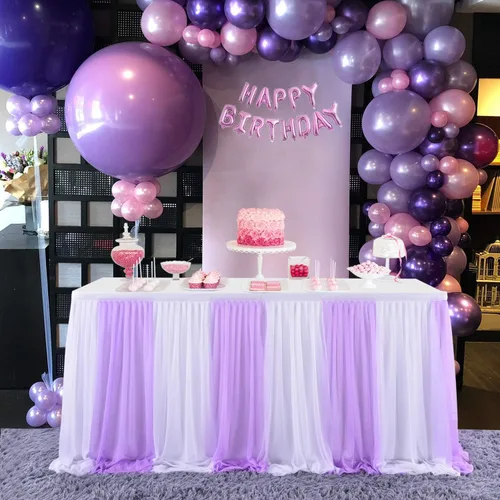 Vista 10 de Falda de mesa de 9 pies de tul blanco, falda de mesa tutú para decoración de boda, fiesta de compromiso, baby shower, cumpleaños, pastel, postres