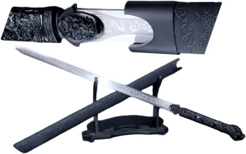 Espada de Dragon Jian, espada real china, hoja de acero forjado de alto manganeso, accesorios de aleación, hecho a mano tradicional