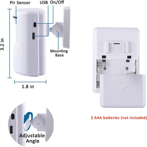 Vista 3 de Alarma de sensor de movimiento Bestoone, alarma de entrada inalámbrica de largo alcance, sistema de seguridad para el hogar con timbres eléctricos