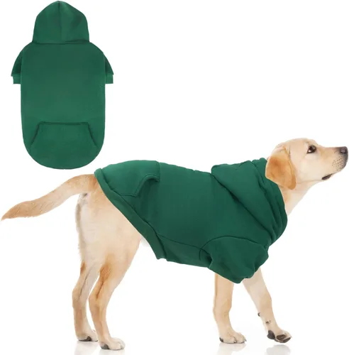 Vista 37 de KOOLTAIL Sudadera básica con capucha para perro, suave y cálida, con agujero para correa y con bolsillo, abrigo de invierno para perros, ropa