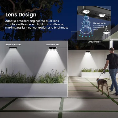 Vista 5 de AUDERWIN Luces solares para valla, luces solares de pared de 1200 mAh al aire libre, impermeables IP65, LED para el exterior del patio trasero