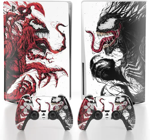 TESSGO PS 5 Skin Disc Edition - Adhesivo de vinilo para consola y controlador de anime, duradero, resistente a los arañazos, sin burbujas,