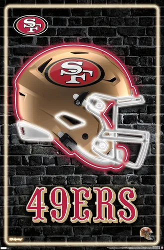 NFL San Francisco 49ers - Póster de pared con casco neón 23, 34 pulgadas de largo x 22.4 pulgadas, versión sin marco