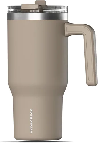Vista 7 de Hydrapeak Voyager - Vaso de acero inoxidable de 25 onzas con asa, botella de agua aislada con popote y tapa, taza de viaje reutilizable apta