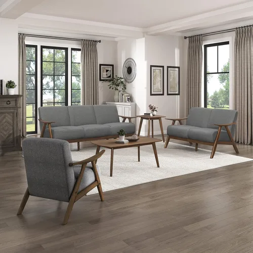 Vista 8 de Lexicon Silla de Acento Moderna de Mediados de Siglo con Marco de Madera Sólida en Acabado de Nogal, Sillón de Descanso Tapizado para Sala de Estar