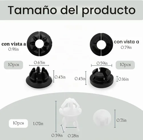Vista 2 de 30 PCS Soporte para Varilla del Capó, Clips de Varilla de Apoyo, Clips de Ojal para la Mayoría de Automóviles, Negro y Blanco