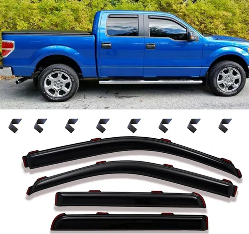Vista 31 de Deflectores de ventana para Nissan Rogue 2014 2015 2016 2017 2018 2019 2020, viseras de ventana delantera y trasera, juego de 4 piezas, tinte