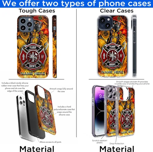 Vista 59 de Funda de teléfono personalizada con bandera estadounidense de madera, diseño de bombero de línea roja, diseño de bombero, regalo personalizado