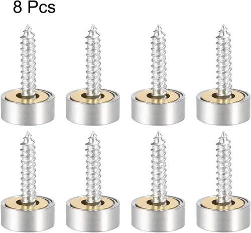 Vista 3 de uxcell Tornillos de espejo tapas decorativas cubierta clavos acero inoxidable cepillado 0.472 in 8pcs