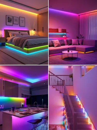 Vista 4 de Tira de luces LED, tiras de luz RGB de 5V que cambian de color con control remoto, luces LED flexibles USB para dormitorio, TV, sala de estar
