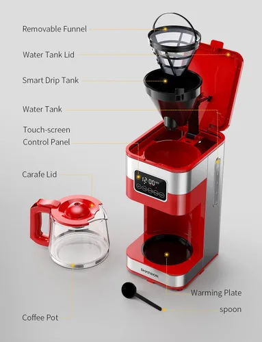 Vista 8 de SHARDOR Cafetera programable de 10 tazas, máquina de café de goteo de preparación regular y fuerte para el hogar y la oficina, apagado automático