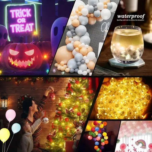 Vista 5 de Aogist 50 PIEZAS Luz Colgante LED Blanca Cálida para Globos, Mini Lámpara de Bola Redonda Pequeña para Linternas de Papel, Globos de Vidrio