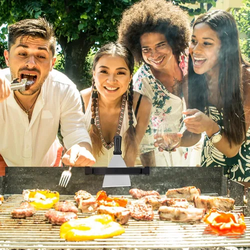 Vista 6 de Soporte para espátulas de parrilla, estante de herramientas de parrilla ajustable de acero inoxidable para Blackstone, Camp Chef, Royal Gourmet