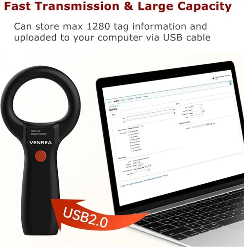 Vista 5 de Escáner de microchip Escáner de identificación de mascotas Lector de tarjetas Escáner de mano de animales, Escáner de chip de animales recargable