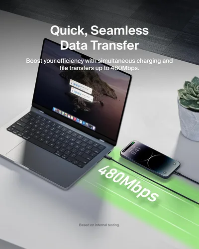 Vista 6 de Belkin Cable USB C con conector Lightning, 6.6 pies, cable de carga rápida suave, flexible, cable de carga Lightning para iPhone 14 y series