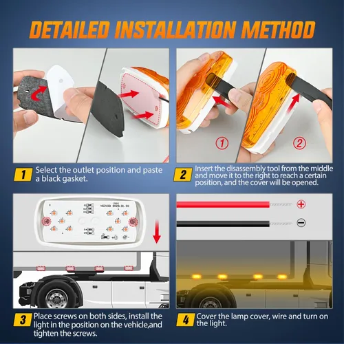 Vista 4 de Nilight juego de 5 luces de marcador de doble objetivo ámbar 10LED rectangulares, luces indicadoras de despegue frontales laterales traseras