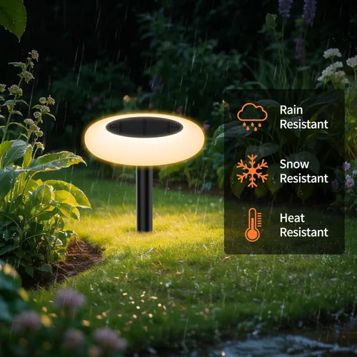 Vista 3 de intelamp Luces solares impermeables para exteriores, paquete de 6 luces solares que cambian de color, control remoto, luz de camino para patio