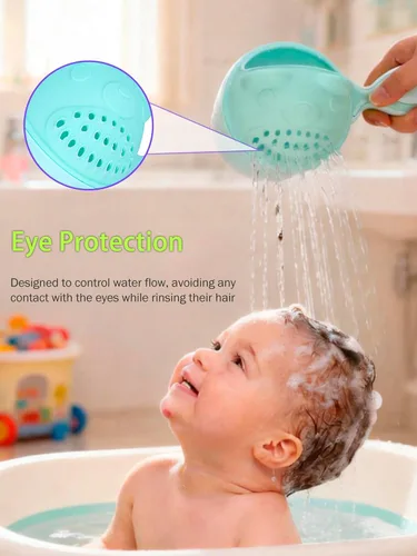 Vista 6 de Desmontable cascada libre de lágrimas bebé enjuague taza, champú Flusher para baño de cabello (verde)