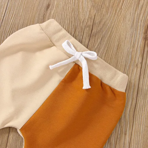 Vista 7 de Ursobutegl Ropa para bebé niño pequeño, sudadera con capucha y bloques de color, 2 piezas, sudadera para otoño e invierno (bloque caqui, 2-3 años)