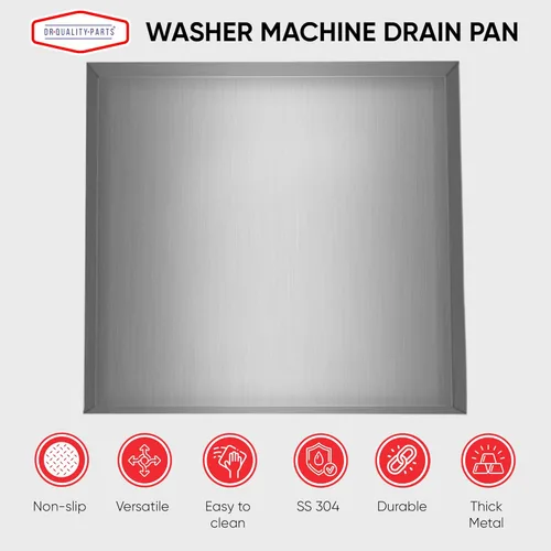 Vista 6 de DR. Quality - Bandeja de drenaje para lavadora de alta resistencia, bandeja de acero inoxidable para prevención de fugas y contención de derrames