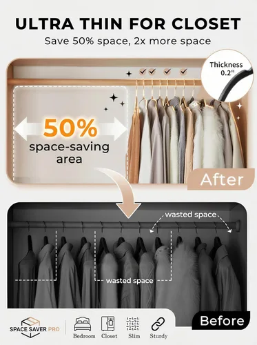 Vista 3 de SMARTOR Perchas de plástico para ropa, paquete de 50 perchas de plástico resistentes para ropa, perchas delgadas sin terciopelo con gancho giratorio