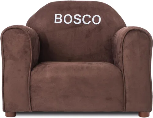 Vista 4 de Silla infantil personalizada, personaliza con nombre, tapicería de microgamuza suave, sillón bordado para niños, marco de madera resistente, fácil