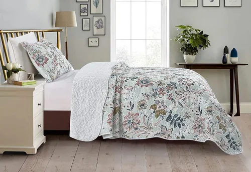 Vista 2 de Brilliant Sunshine Juego de edredón de 2 piezas con 1 funda, reversible, suave y ligero, para todas las estaciones, individual, verde