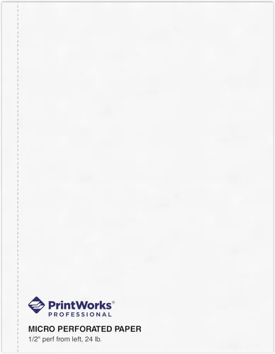 Vista 17 de PrintWorks Professional Papel perforado para menús, folletos, formularios y más, 8.5 x 11, 20 libras, 1 perf vertical de 4.25 pulgadas desde