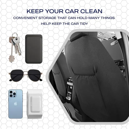 Vista 7 de Skechers Fundas de asiento de espuma viscoelástica y refrigeradas por aire, cuero premium con malla EVA, fundas de asiento de automóvil