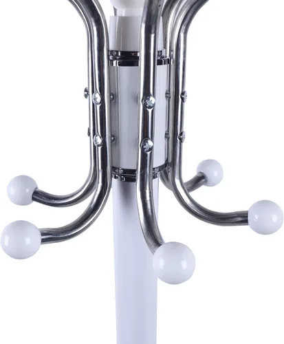 Vista 7 de Perchero de metal independiente, percheros con 16 ganchos, base de mármol, perchero para sombrero, perchero de metal, para dormitorio, sala de Blanco