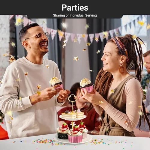 Vista 6 de EUSOAR Vasos de aluminio con tapas, 30 moldes desechables de papel de aluminio para muffins de 5 onzas, moldes para hornear, recipientes desechables