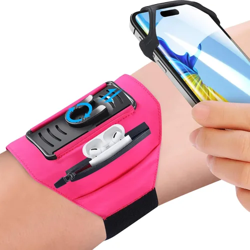 Vista 6 de Paquete de 10 soportes de teléfono celular para brazo - Correa de muñeca reflectante y ajustable, fundas para brazo compatibles con iPhone 16 15 14