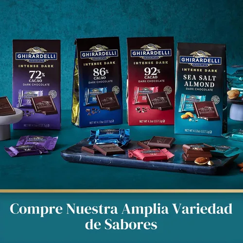 Vista 8 de GHIRARDELLI Barra de chocolate negro intenso, sal marina y almendras, barra de 3.5 onzas