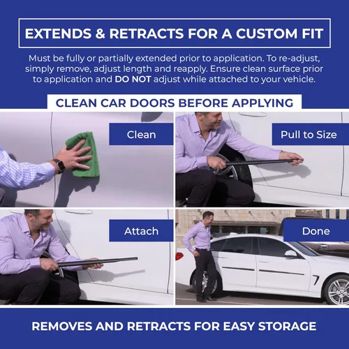 Vista 8 de Dent Prevent Car Door Protector - Removable Magnetic Strips, Customizable Fit, Prevents Dents, Scratches & Dings, Set for 2-Door Vehicles, Matte