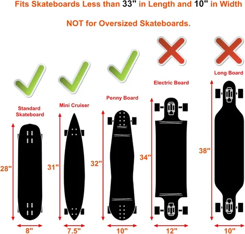 Vista 3 de Cosmos Bolsa para patineta – Mochila para monopatín y bolsa de transporte de viaje con bolsillo exterior, correa ajustable para estándar, mini