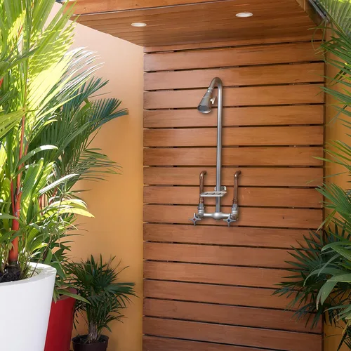 Vista 4 de Homewerks 3070-252-BN-B-WS - Kit de ducha para exteriores con jabonera, resistente a la corrosión, níquel cepillado resistente a la corrosión