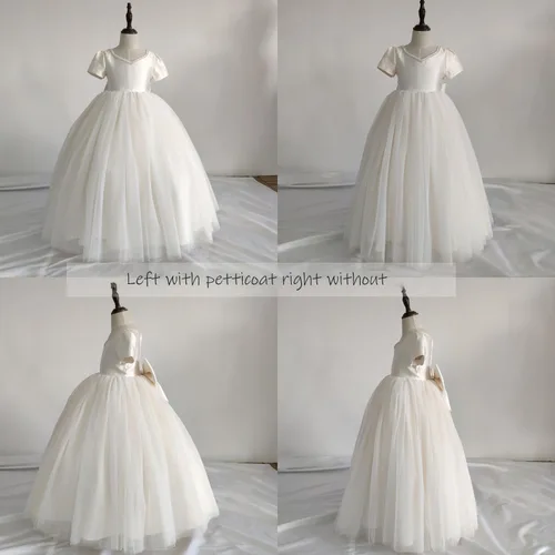 Vista 5 de Abaowedding Falda de Crinolina para Niñas con 3 Volantes, Media Enagua, para Niñas de Flores