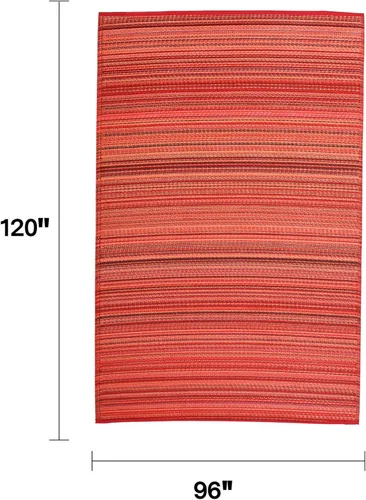 Vista 2 de Fab Habitat Alfombra Rayada para Exteriores - Impermeable, Resistente a la Decoloración, Sin Arrugas, Reversible - Plástico Reciclado Premium