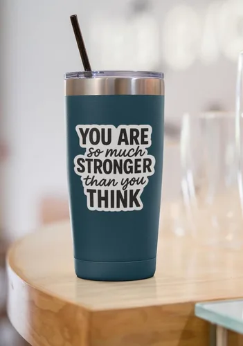Vista 4 de 3 calcomanías inspiradoras de vinilo con texto en inglés "You are So Much Stronger Than You Think" ("You are So Much Stronger Than You Think")