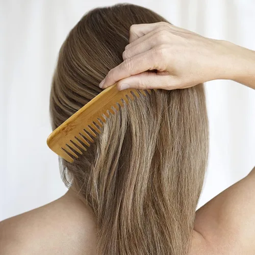 Vista 9 de MRD Juego de cepillos para el cabello, peine de bambú natural, cepillo desenredante de paleta, peine de dientes anchos y cola sin cerdas, adecuado
