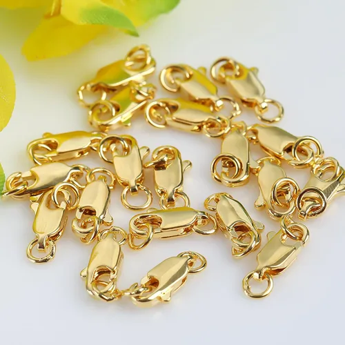Vista 5 de Cierres de langosta para hacer joyas, cierres y cierres de pulsera, 5 cierres de joyería de oro de 18 quilates, cierre de collar, cierres de pinza