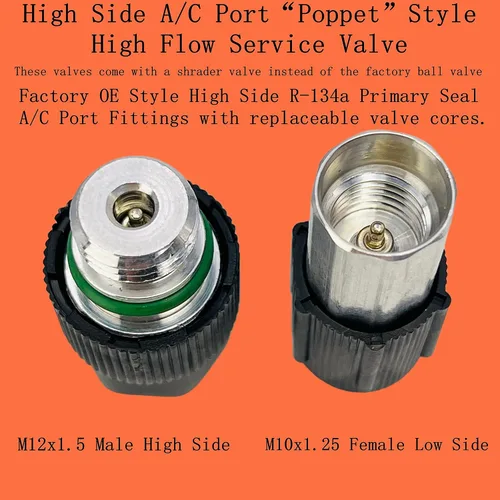 Vista 2 de Kit de Núcleo de Válvula de Aire Acondicionado Tapa y Válvula AC R12 R134a Junta de Teflón Refrigeración A/C Servicio de Aire Acondicionado