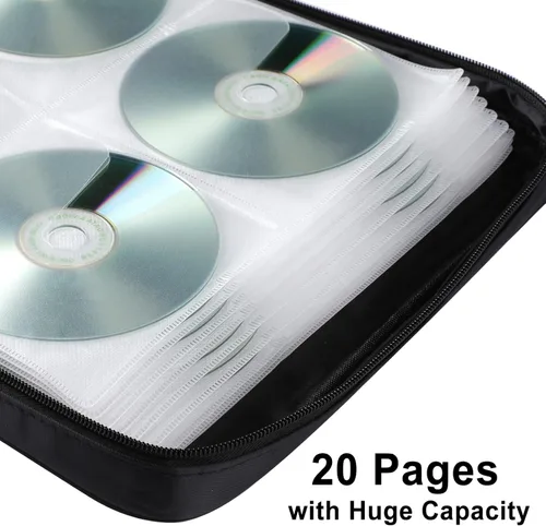 Vista 3 de Organizador de caja de plástico negro para CD y DVD con panel de PVC para almacenamiento portátil y viajes