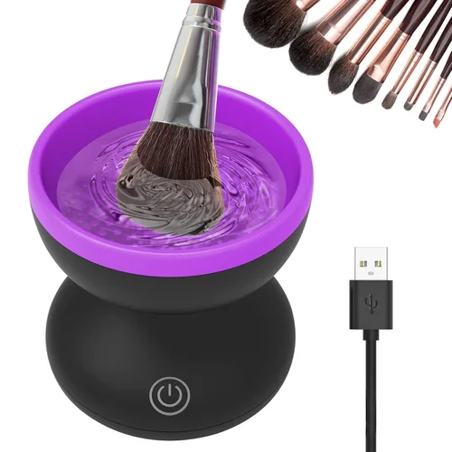 Vista 8 de Limpiador de brochas de maquillaje eléctrico, Luxiv máquina de limpieza de brochas de maquillaje automática con secador giratorio, apto para todos