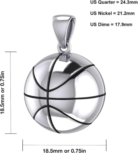 Vista 3 de NUEVO 0.925plata de ley 3d Large Basketball Sport Ball encanto colgante