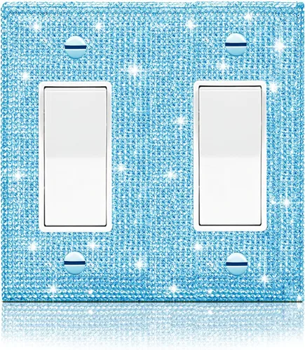 Vista 33 de Gaocai 4 piezas de placa de pared rosa plateado brillante cubierta decorativa interruptor de luz cubierta de interruptor de palanca única diamantes