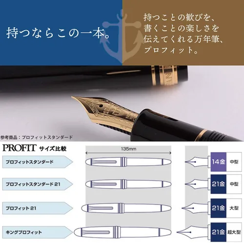 Vista 5 de Sailor 11-2024-620 - Pluma estilográfica, Pro Fit 21, color plateado, negro, punta ancha