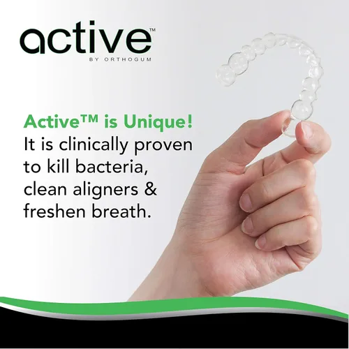 Vista 5 de Active Orthodontic - Goma de mascar para aparatos ortopédicos y alineadores transparentes, refresca el aliento, paquete de 8, 160