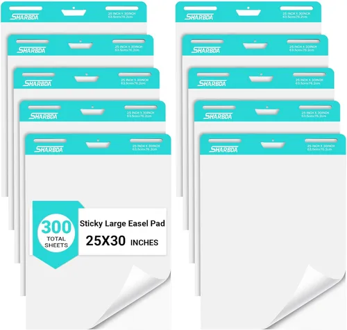 Bloc de caballete adhesivo, 25 x 30 pulgadas, rotafolio, papel de gráfico para profesores, papel de caballete grande autoadhesivo, súper adhesivo y