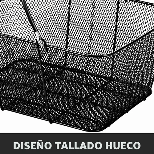 Vista 4 de Mophorn Cestas de compras con asas, cesta de compras de metal negro, cesta de compras de alambre portátil, cesta de compras de malla de alambre